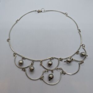 Vintage TAXCO MEXICO Silver 925 SCALLOP BEAD ball choker bib necklace